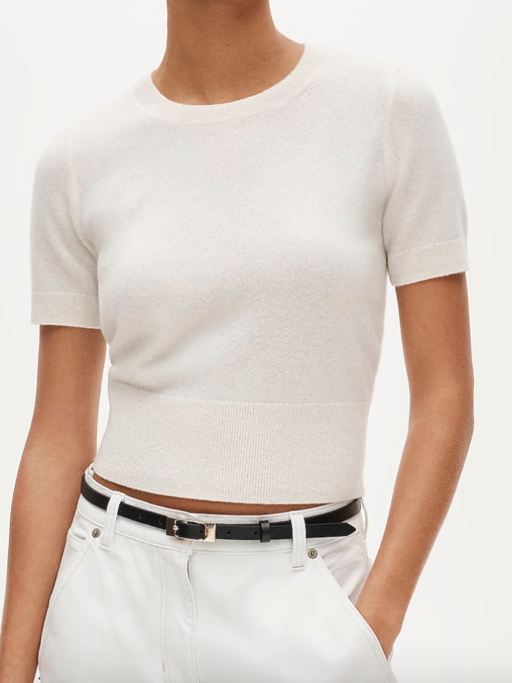 J.Crew Cashmere Shrunken T-Shirt Snow White Size S